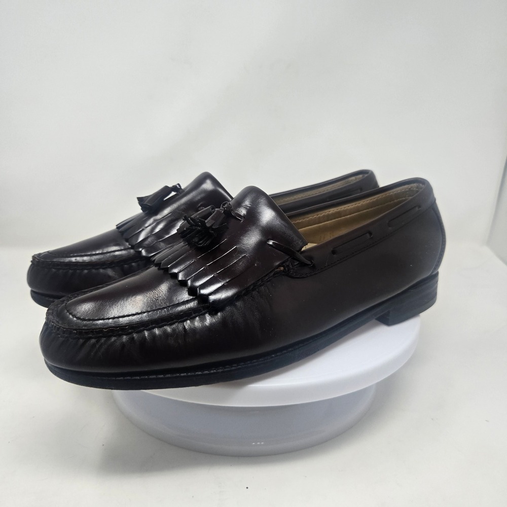 SAS Mens Cordovan Leather Kiltie Tassel Loafers Handsewn‎ Burgundy Dress Shoes - Picture 2 of 9